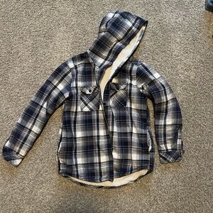 Boston Traders Navy and White Plaid mens Hoodie